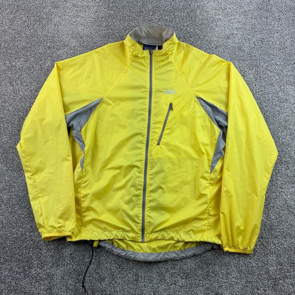 Vintage Patagonia Velocity O2 Jacket Mens L Yellow Nylon Windbreaker Zip 24104